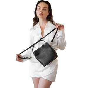 AOTA Elena Bucket Bag Vegan Croc Leather Handbag